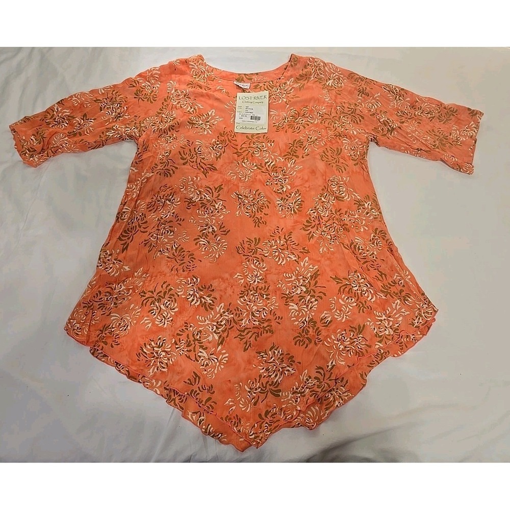 Lost River Clothing Company Women's Large Blouse ~ Kiss Crinkle Rayon